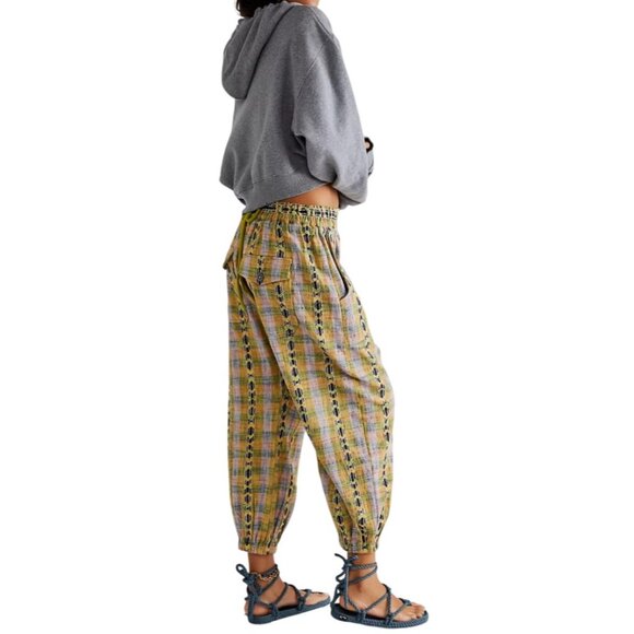 Free People Womens Small Desert Heat Harem Pants Knit Yellow Combo Southwestern - Picture 2 of 15
